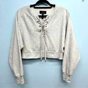 Victoria’s Secret gray cropped lace up sweatshirt size Small